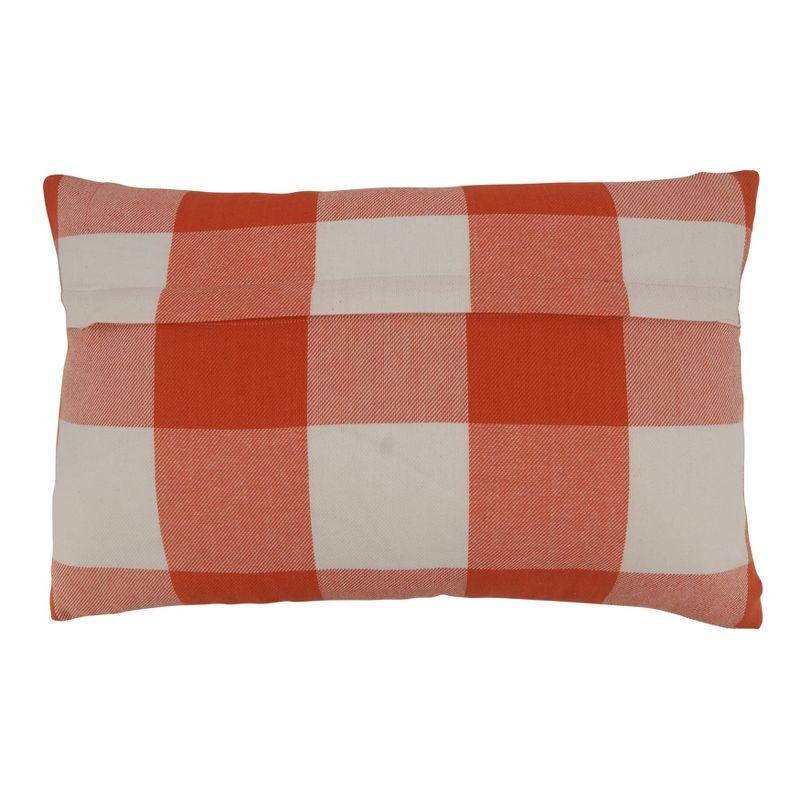 Orange Buffalo Plaid Throw Pillow with Poly Filling