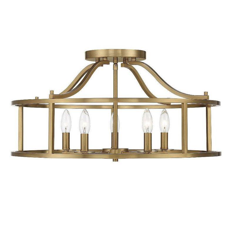 Savoy House Stockton 5 - Light Semi-Flush Mount in  Warm Brass