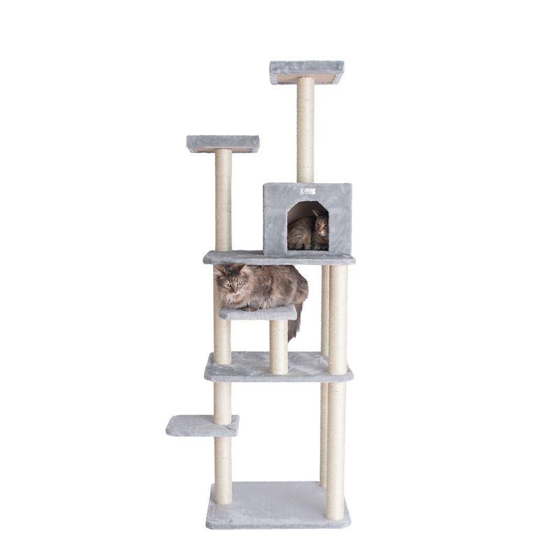 GleePet GP787408 74-Inch Real Wood Cat Tree With Seven Levels, Beige/Silver Gray