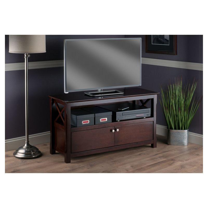 Xola TV Stand for TVs up to 40" Dark Brown - Winsome: Beveled Edges, Chrome-Finish Pulls, Media Shelf