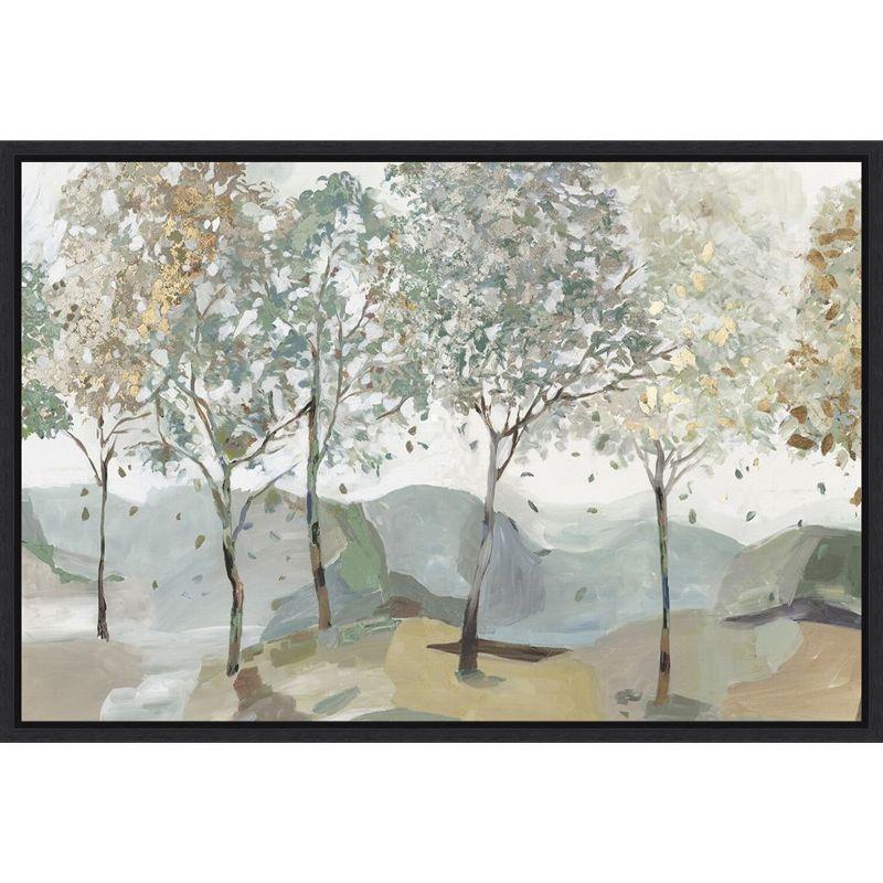 Breezy Landscape Trees I Black Framed Canvas Wall Art