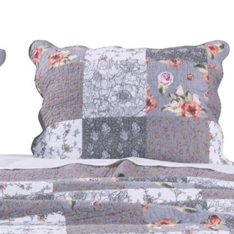 Giulia Fabulous Floral & Stencil Prints Pillow Sham 20" x 26" Gray by Barefoot Bungalow