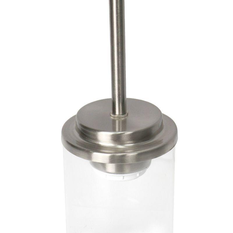 1-Light 5.75" Minimalist Industrial Farmhouse Adjustable Hanging Clear Cylinder Glass Pendant Metallic Silver - Lalia Home: UL Listed, E26 Base