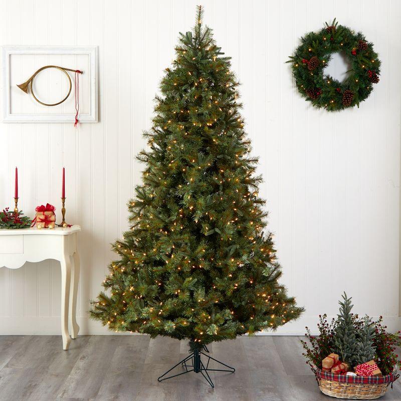 Nearly Natural 7.5-ft Majestic Multi-Pine Christmas Tree with Clear Lights