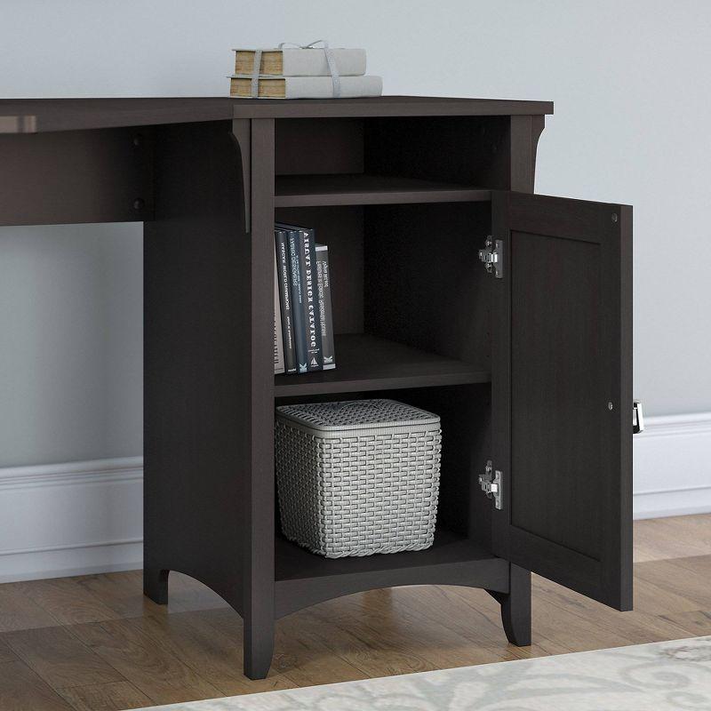 Vintage Black Wood Corner Desk with Storage Cabinet