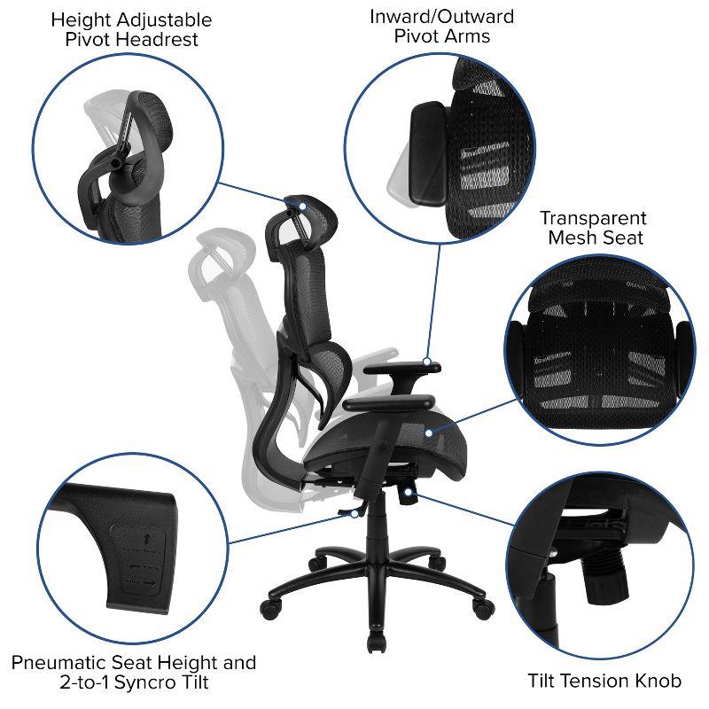 Flash Furniture Ergonomic Mesh Office Chair with 2-to-1 Synchro-Tilt, Adjustable Headrest, Lumbar Support, and Adjustable Pivot Arms