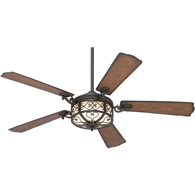 54" Casa Vieja Hermitage Rustic Indoor Outdoor Ceiling Fan with Dimmable LED Light Remote Control Golden Forged Walnut Damp Rated for Patio Exterior