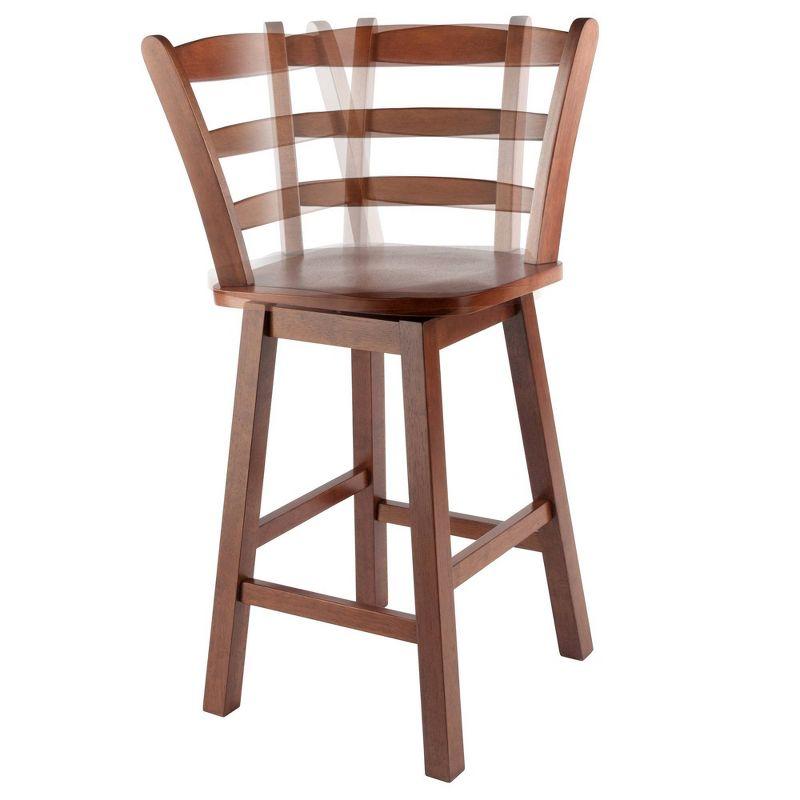 Scalera Ladder Back Swivel Seat Barstool Walnut - Winsome: Fixed Height, Wood Frame, 220lb Capacity