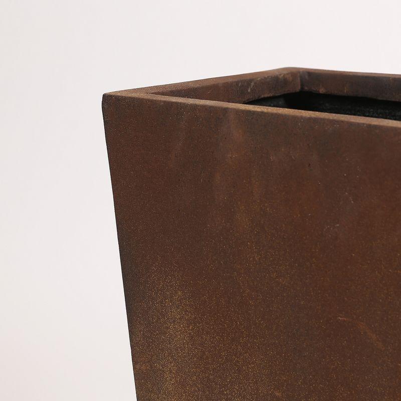 LuxenHome Square Tapered 24.2" Tall Planter Brown