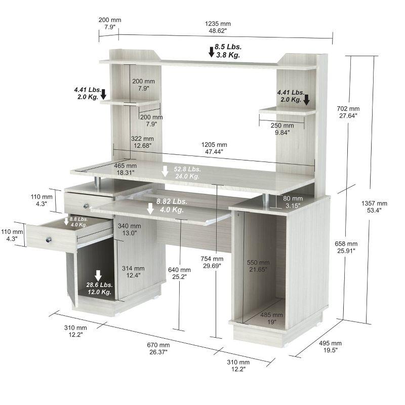 Computer Work Center with Hutch Washed Oak - Inval: Melamine, Keyboard Shelf, CPU Storage