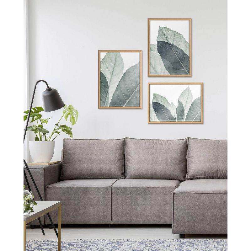 Modern Green Leaf Botanical Framed Glass Wall Art