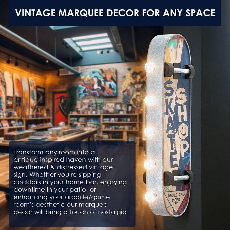 American Art Decor Metal LED Skate Shop Decks and More Marquee Sign: Vintage Style Sports Room Accent