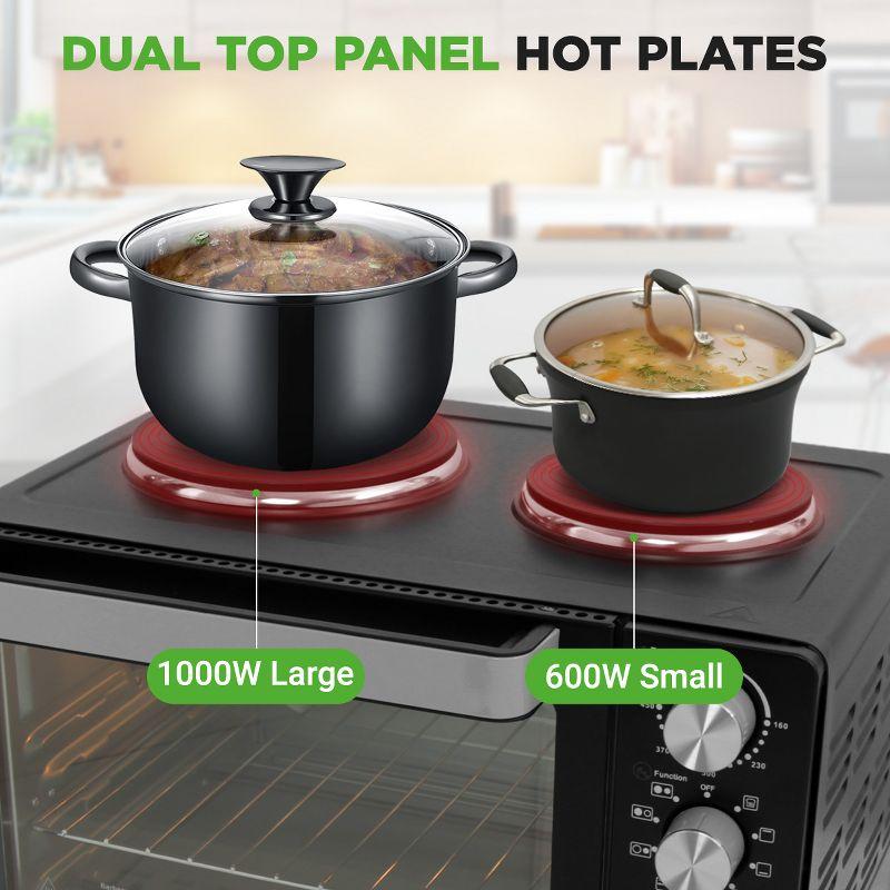 NutriChef 30+ Quart Countertop Convection Oven Cooker - 1500W Heating, Rotisserie, Dual Hot Plates, 120V - Black