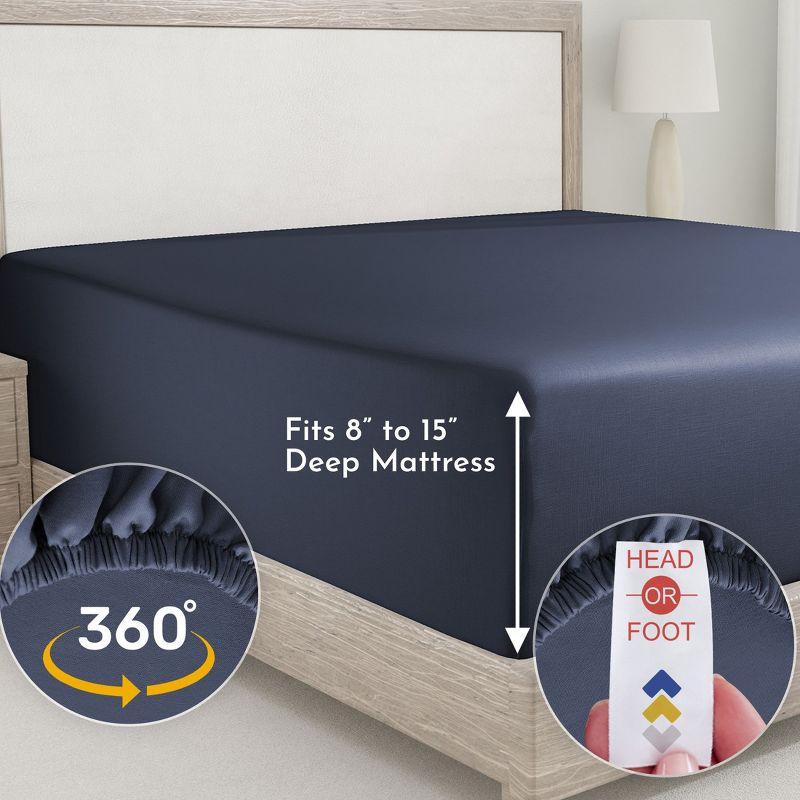 400 Thread Count 100% Cotton Fitted Sheet - California Design Den - Indigo Dusty Blue, Twin