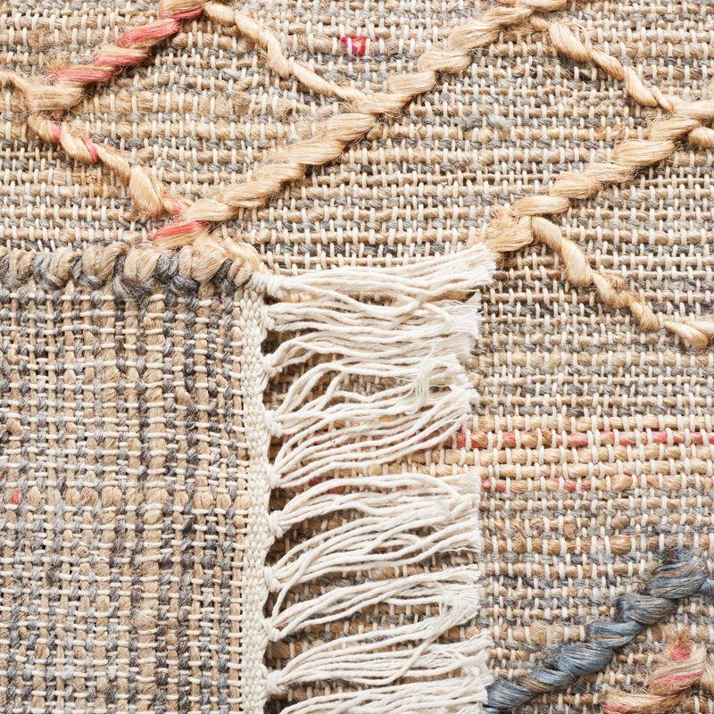 Natural Beige and Rust Flat Woven Cotton Area Rug