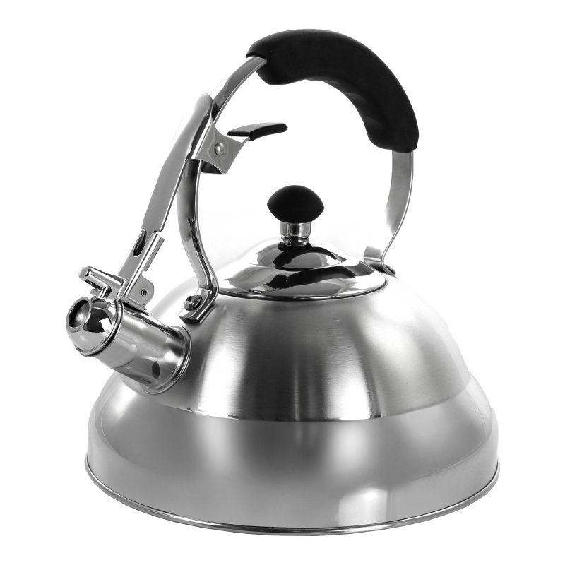 MegaChef 2.7L Brushed Silver Stainless Steel Whistling Kettle