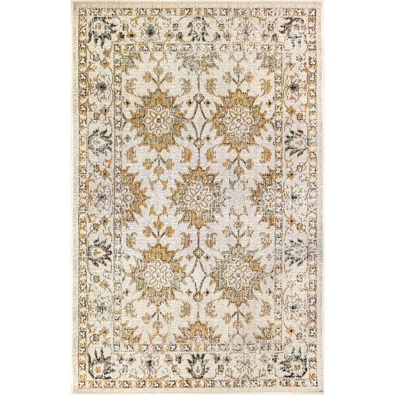Liora Manne Carmel Vintage Floral Indoor/Outdoor Rug Sand 6'6" x 9'4"