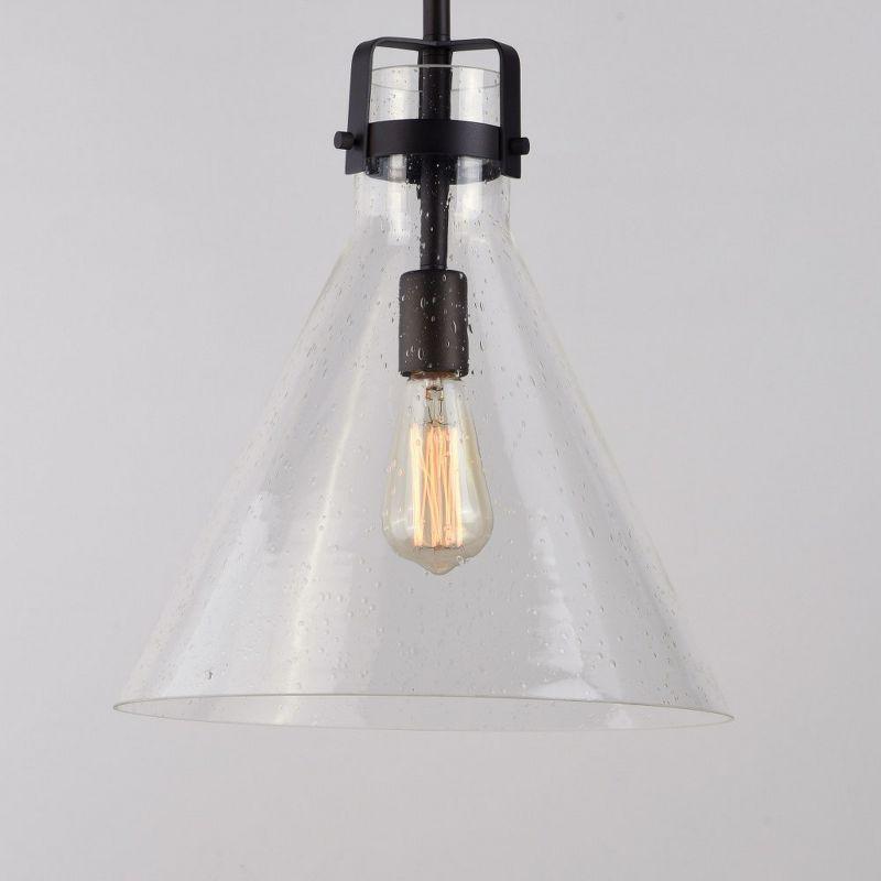 Seafarer Cone-Shaped Clear Seedy Glass Pendant with Oil Rubbed Bronze Finish