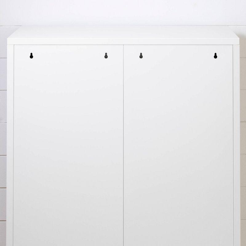 Eddison Mesh 2 Door Storage Cabinet Pure White - South Shore: Metal Frame, Adjustable Shelves, Wall Anchor