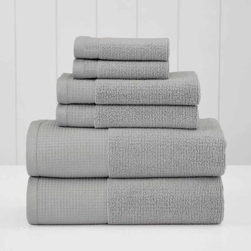 Modern Threads 6-Piece Waffle-Rib Cotton Towel Set Soft Ultra-Absorbent for Bathroom & Spa