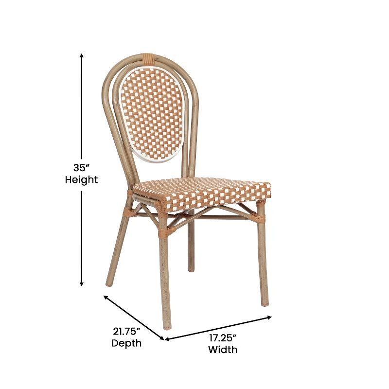 Brown and White Wicker Rattan Outdoor Bistro Chair