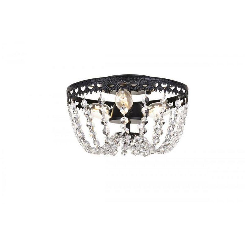 Kylie 10" Black Iron and Crystal Flush Mount Light