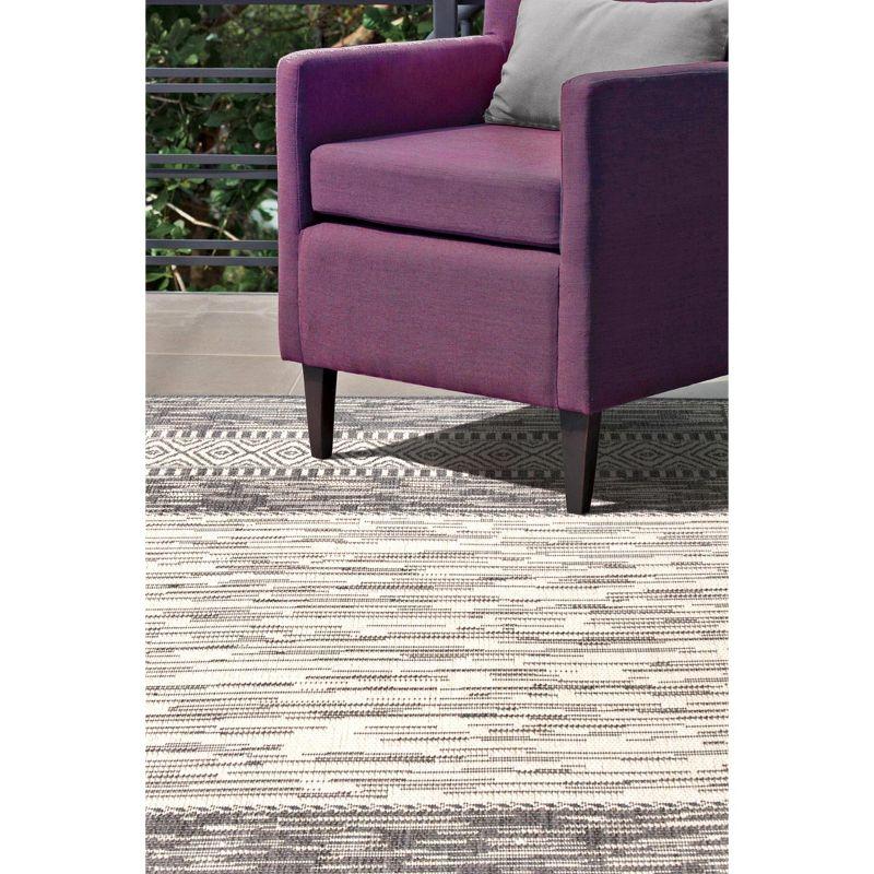 Reversible Gray Synthetic 7'6" x 10'9" Easy-Care Outdoor Area Rug