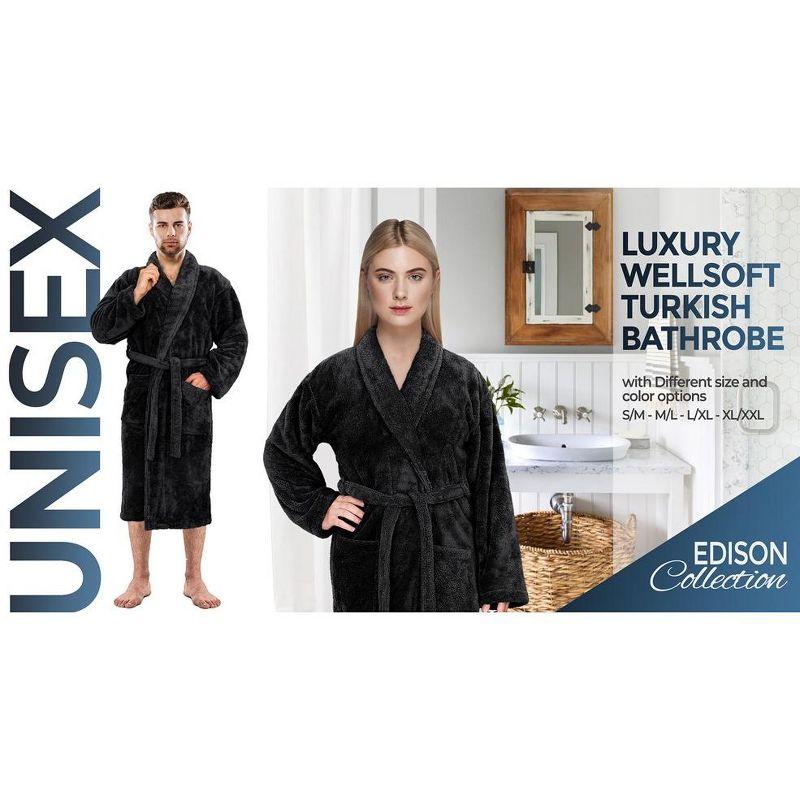 American Soft Linen Warm Fleece Bathrobe, Mens and Womens Robes, 1 Piece Shawl Collar  Adult Matching Couple Robes for your Bathroom, Xlarge, Black