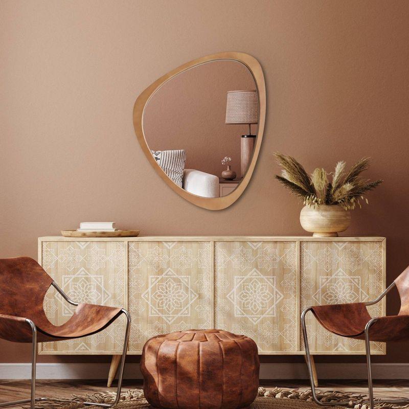 Cotesfield Wood Accent Mirror Irregular Decorative Mirror Asymmetrical Mirror