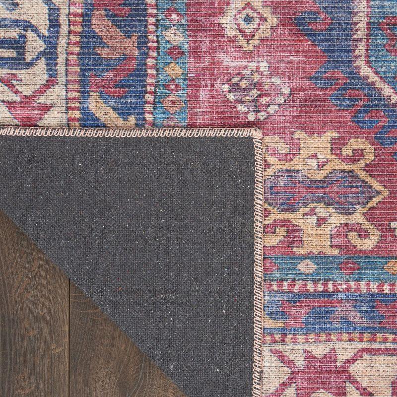 Machine Washable Southwestern Navy/Muted Red/Beige Area Rug