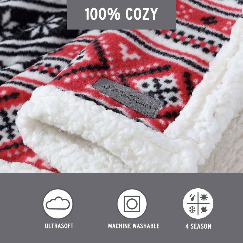 Eddie Bauer Printed Plush Fleece/Sherpa Throw Blankets