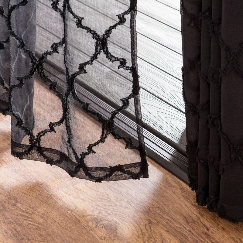 Chanasya 2pk Moroccan Embroidered Grommet Textured Sheer Window Curtain Panels - Set of 2