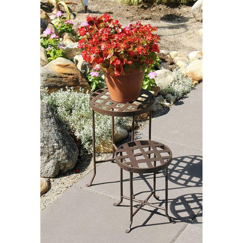 Small Round Iron Table Flowers Plant Stand - ACHLA Designs: Contemporary Freestanding Outdoor Holder, No Assembly Required