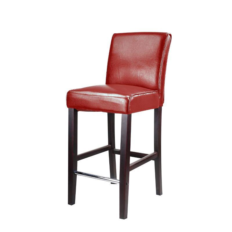 Espresso Finish Rubberwood Barstool with Red Bonded Leather Seat