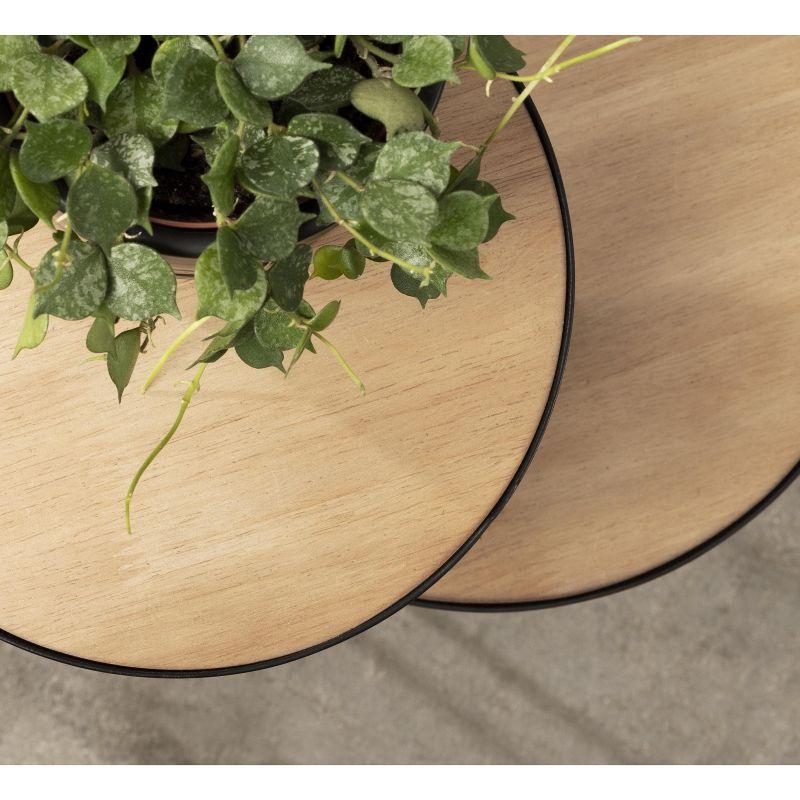 Kate and Laurel Peero Round Metal Side Table, 12x15x24, Natural and Black