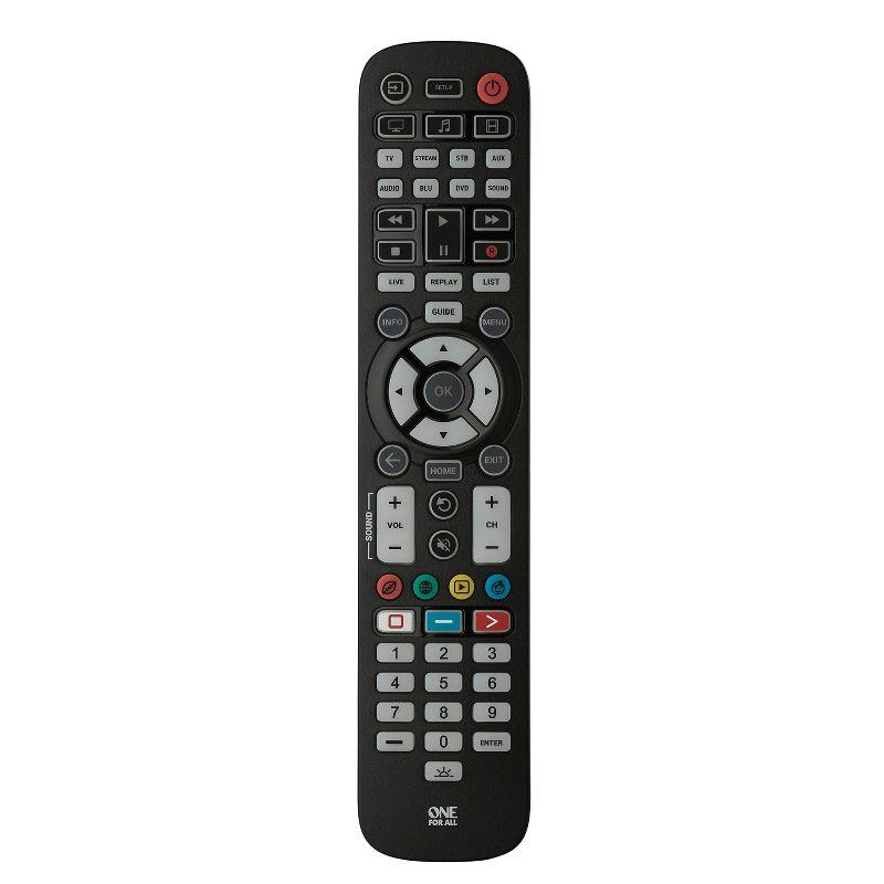 One For All® Essential 8-Device Antimicrobial Backlit Universal Remote in Black