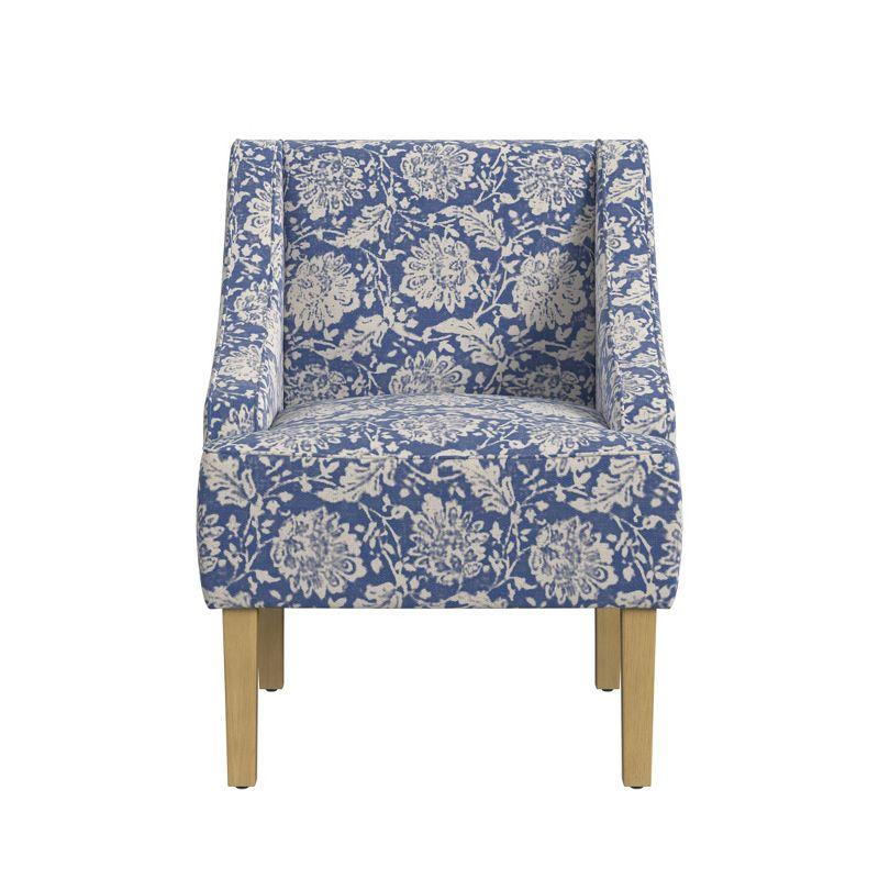 Classic Swoop Accent Armchair Light Blue - HomePop: Upholstered, Floral Pattern, Wood Legs
