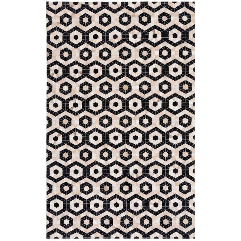 Studio Leather STL234 Power Loomed Area Rug - Black/Beige - 4'x6' - Safavieh.