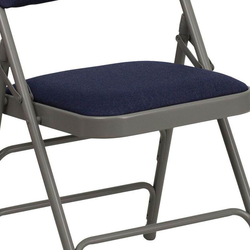 Flash Furniture 4 Pack HERCULES Series Curved Triple Braced & Double Hinged Navy Fabric Metal Folding Chair