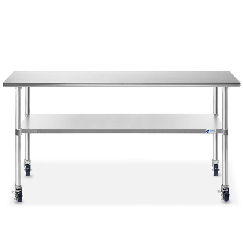 60" Stainless Steel Commercial Kitchen Prep Table with Casters