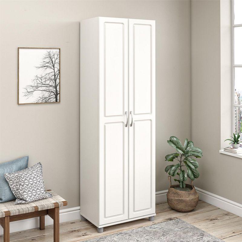 Kendall 75" White Laminated Engineered Wood Utility Storage Cabinet