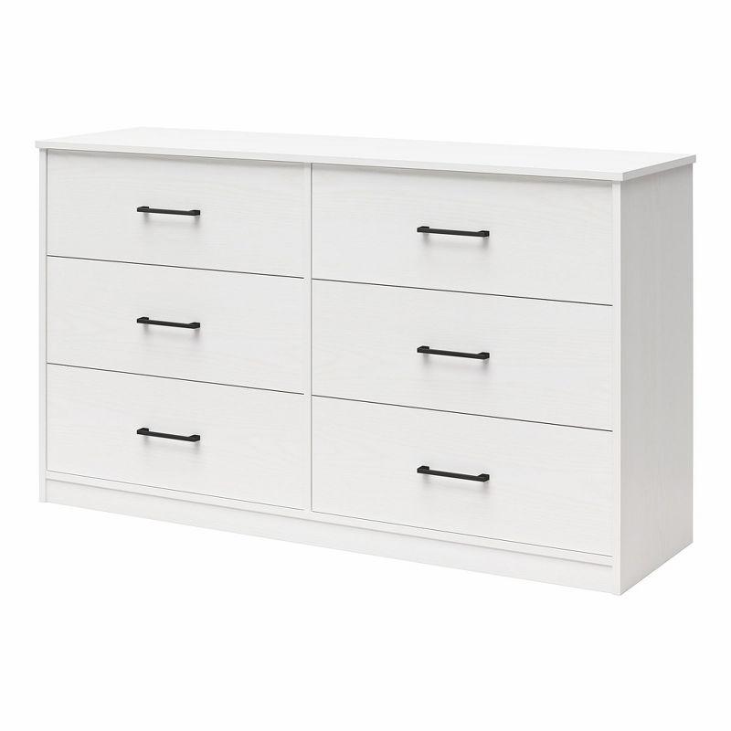 Ameriwood Home BrEZ Build Collection Pearce Wide 6 Drawer Dresser, White