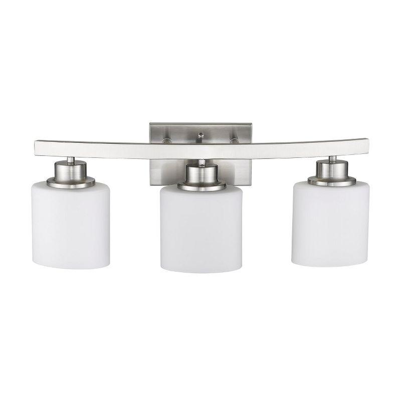Chloe Lighting Aaliyah Contemporary 3 Light Brushed Nickel Bath Vanity Light Opal White Glass 23" Wide