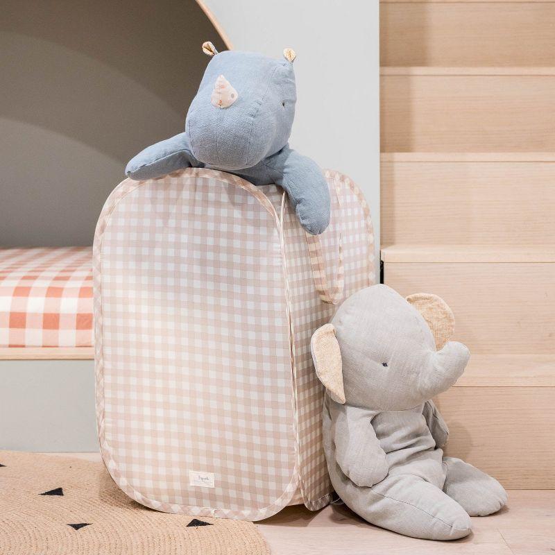 3 Sprouts Baby & Kids Recycled Fabric Pop-up Laundry Hamper - Gingham Beige