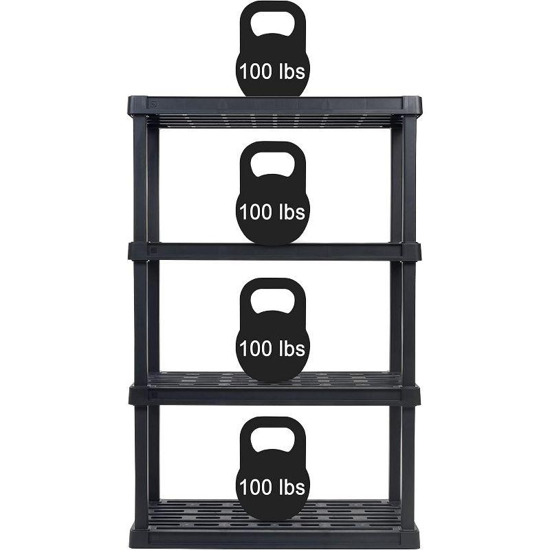 IRIS USA 4-Tier Shelving Unit, 56" Fixed Height, Large Storage Organizer for Home, Garage, Basement, Shed and Laundry Room, Black