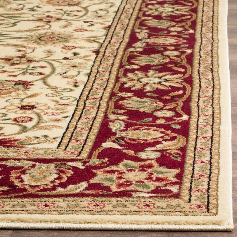 Elegant Ivory/Red Floral and Vine Design Synthetic Area Rug 4' x 6'