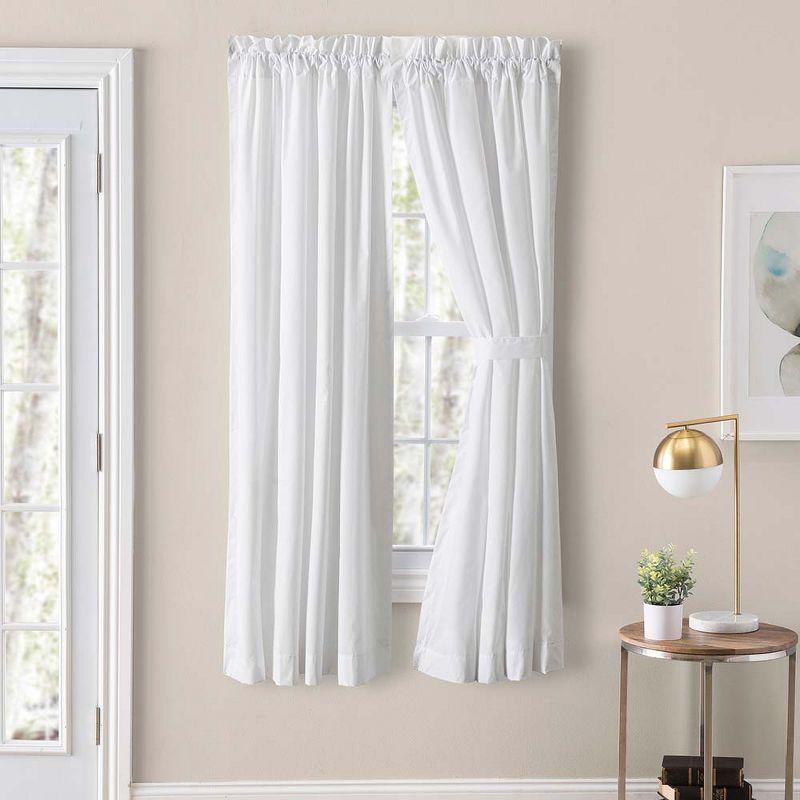 White Sheer Linen Look Rod Pocket Curtain Set