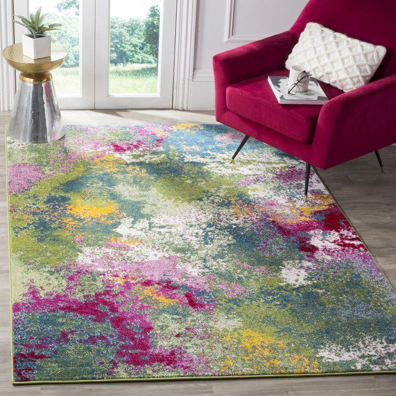Watercolor WTC697 Power Loomed Indoor Area Rug - Green/Fuchsia - 5'3"x5'3" - Safavieh