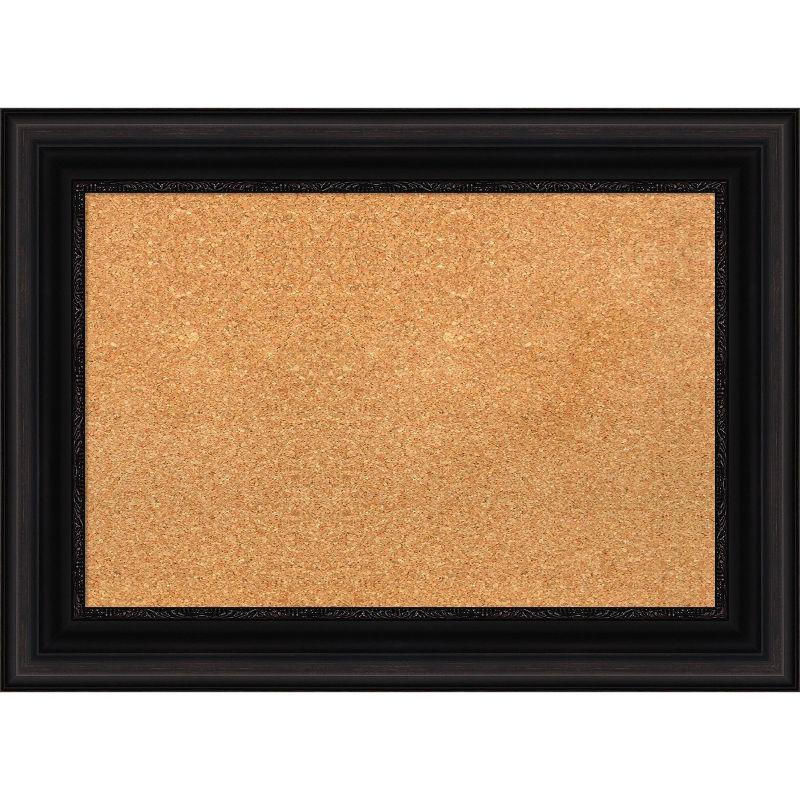 Amanti Art Natural Cork Board Framed Parlor Black Bulletin Board 30 in. x 22 in.