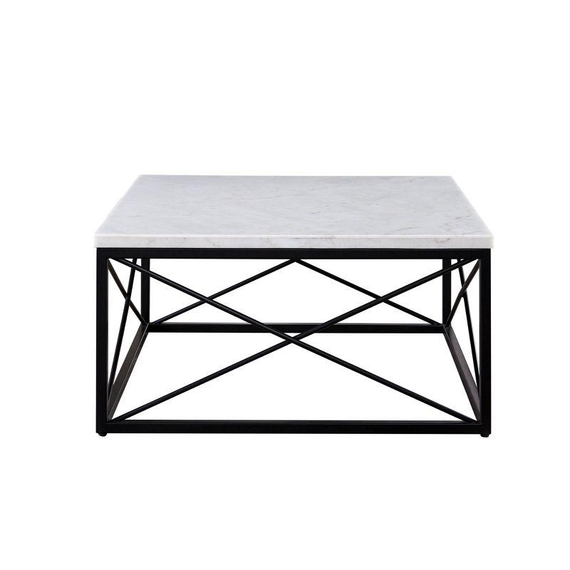 Skyler Marble Top Square Cocktail Table White/Black - Steve Silver Co.